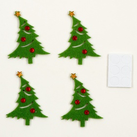 Набор фетровых деталей для декора «Ели» набор 4 шт., размер 1 шт. — 6×2 см, двусторонний скотч