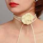 Чокер "Танго" цветок на шнурке, роза тренд, цвет белый - фото 11054847