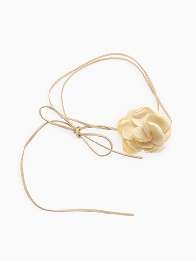 Чокер «Танго» цветок на шнурке, роза тренд, цвет белый