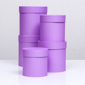 Набор круглых коробок 5 в 1 "Сиреневый", 20 х 20 - 15 х 15 см