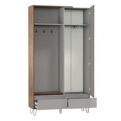 Шкаф для одежды «Гавана» 58.18, 1182×385×2110 мм, с зеркалом, цвет кейптаун / серый