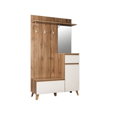 Шкаф для прихожей «Авалон» 53.11, 1100×416×1920 мм, с зеркалом, цвет дуб вотан / белый