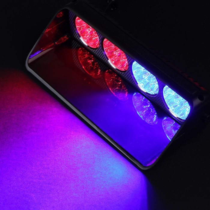 Сигнальный стробоскоп под лобовое стекло 36 LED, 12 В, 15 режимов, красно-синий - Фото 1