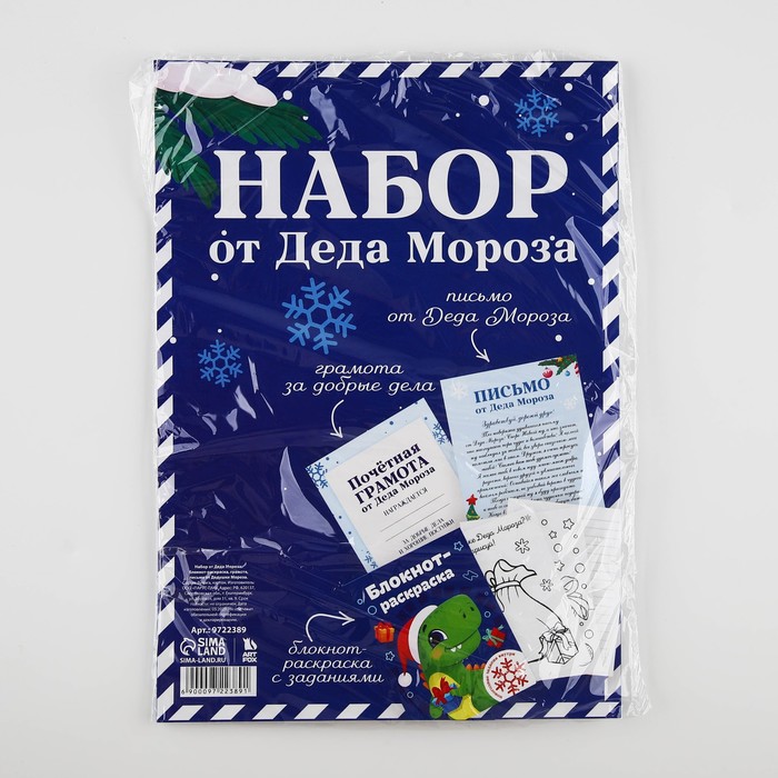 Подарочный набор: блокнот-раскраска, грамота, письмо от Дедушки Мороза "Дино"