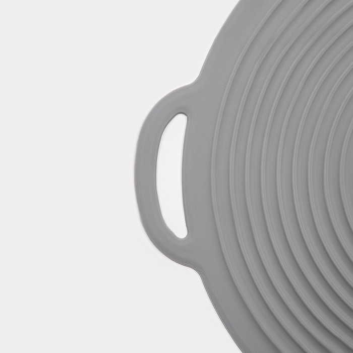 Крышка универсальная Доляна, силикон, d=27,5 см, цвет серый - фото 1926831390