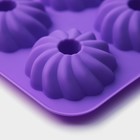 Форма для выпечки Доляна «Кекс», силикон, 26×18×3,5 см, 6 ячеек (7,5х7,5х2,5 см), цвет сиреневый - Фото 4