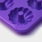 Форма для выпечки Доляна «Кекс», силикон, 26×18×3,5 см, 6 ячеек (7,5х7,5х2,5 см), цвет сиреневый - фото 4395750