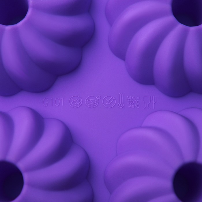 Форма силиконовая для выпечки Доляна «Кекс», 26×18×3,5 см, 6 ячеек (7,5х7,5х2,5 см), цвет сиреневый
