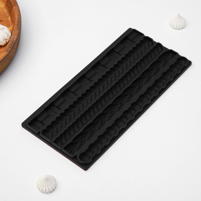 Молд Доляна «Узоры», силикон, 25.5×12.5×1 см, чёрный - Фото 1