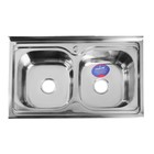УЦЕНКА Мойка кухонная MIXLINE 530528, накладн. двойная, 0.6мм, 80х50х18см, 3 1/2" с сифоном - фото 13473794