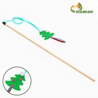 Дразнилка-удочка для кошек «Ёлочка», на деревянной палочке, зелёная - Фото 2