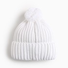 Шапка женская зимняя, цвет белый, размер 56-60 - фото 27194190
