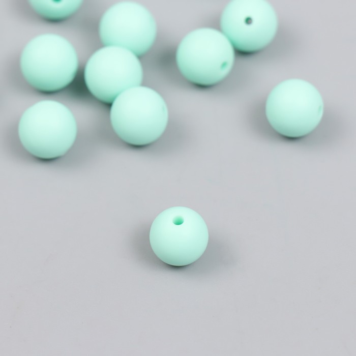 Бусина силикон "Круглая" мятно-зеленая d=0,9 см - Фото 1
