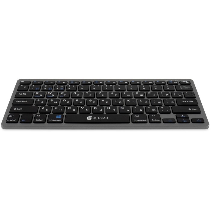 Клавиатура Оклик 835S серый/черный USB беспроводная BT/Radio slim Multimedia (1696467) - фото 51358942