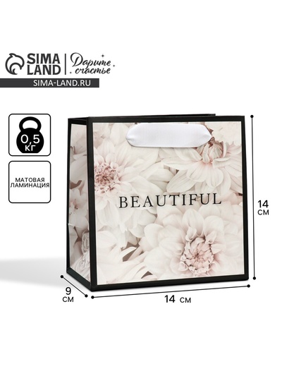 Пакет подарочный ламинированный квадратный, упаковка, «Красота внутри», 14 х 14 х 9 см
