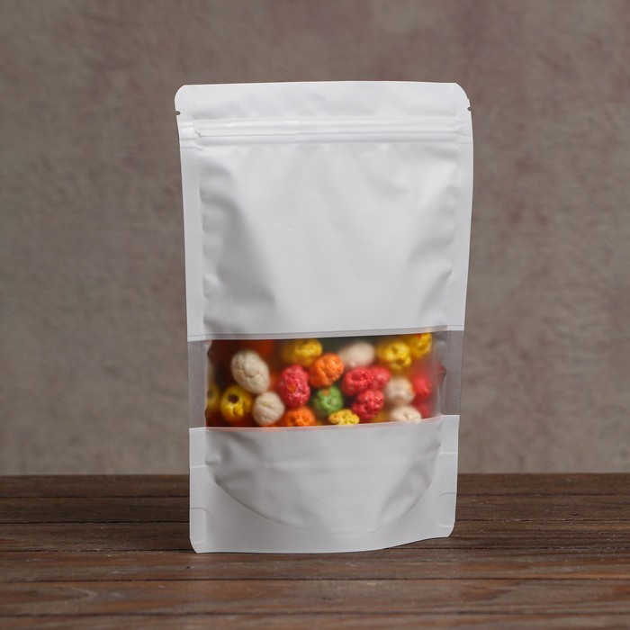 Пакет дой пак белый с прозрачным окошком,16 х 24 +4 см - Фото 1