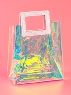 Пакет подарочный из ПВХ, иридисцентный, белый 20×18×10 см - Фото 2