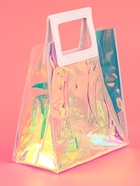 Пакет подарочный из ПВХ, иридисцентный, белый 20×18×10 см - Фото 3