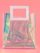 Пакет подарочный из ПВХ, иридисцентный, белый 20×18×10 см - Фото 4