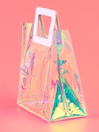 Пакет подарочный из ПВХ, иридисцентный, белый 20×18×10 см - Фото 5