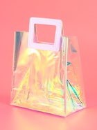 Пакет подарочный из ПВХ, иридисцентный, белый 20×18×10 см - Фото 6