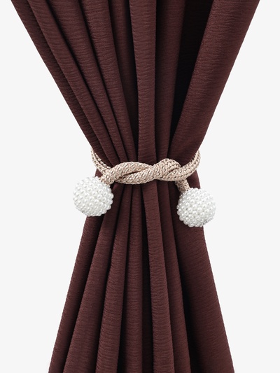 Подхват для штор «Шарики из бисера», d=3×40 см, белый, бежевый