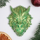 Фигура с подвесом "Морда дракона" зеленая с позолотой, 9,5х7х3см - фото 11186530