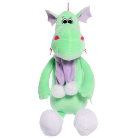 Мягкая игрушка «Дракончик Лайм в шарфе с помпоном», 25 см, цвет салатовый