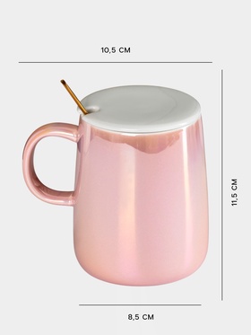 Кружка с ложкой «Древо», 380 мл, керамика, розовая