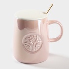 Кружка с ложкой «Древо», 380 мл, керамика, розовая - Фото 3