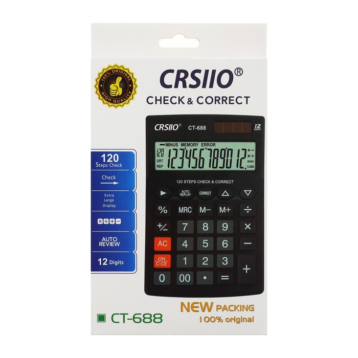 Калькулятор настольный 12-разрядный CT-388 двойное питание, МИКС