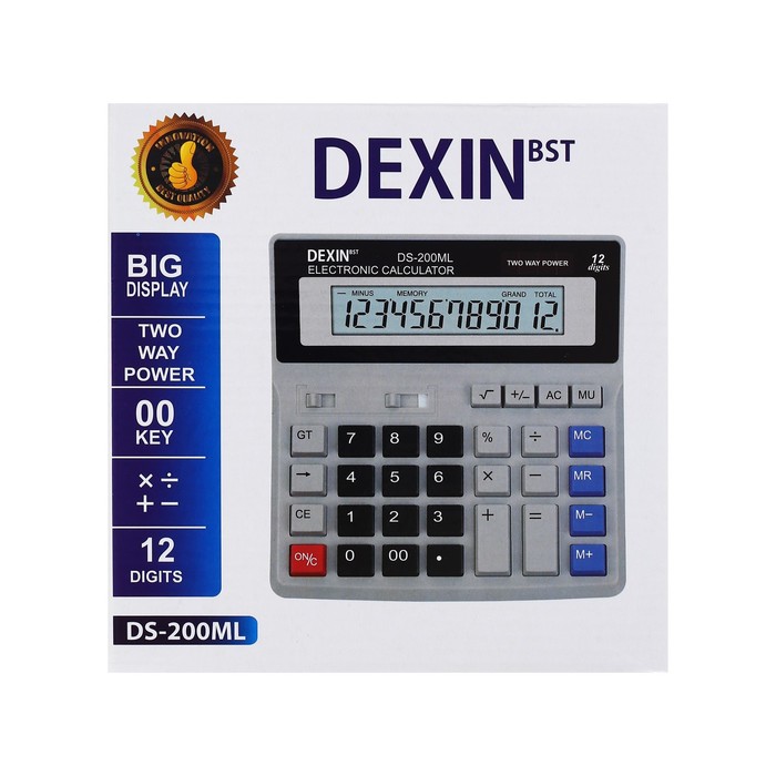 Калькулятор настольный 12-разрядный  DS-200ML, двойное питание