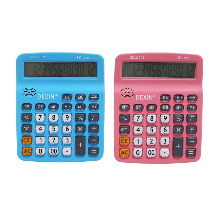 Калькулятор настольный 12-разрядный  КК-2700В, двойное питание  МИКС