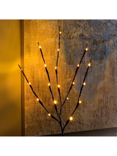 Светодиодная ветка 70 см, 20 LED, коричневая, батарейки AAх2 (не в комплекте), свечение тёплое белое