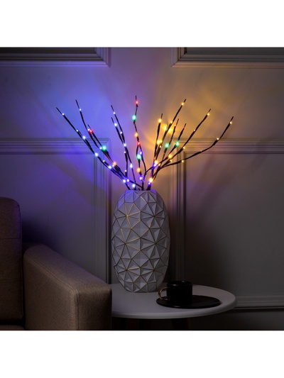 Светодиодная ветка 70 см, 20 LED, коричневая, батарейки AAх2 (не в комплекте), свечение тёплое белое