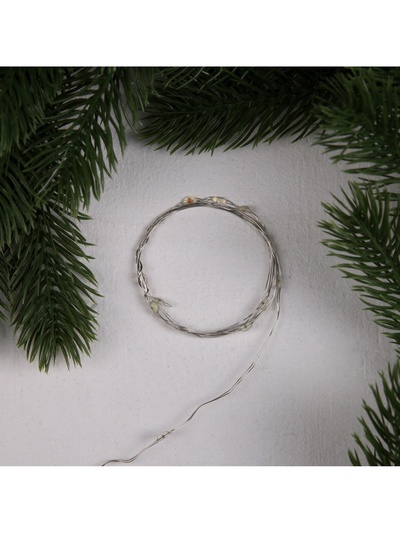 Гирлянда «Нить» 1 м роса, IP20, серебристая нить, 10 LED, 3 режима, батарейки AG13×3 (в комплекте), свечение мульти