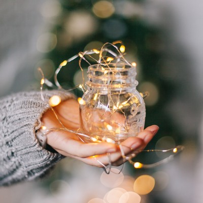 Гирлянда «Нить» 2 м роса, IP20, серебристая нить, 20 LED, 3 режима, батарейки AG13×3 (в комплекте), свечение тёплое белое