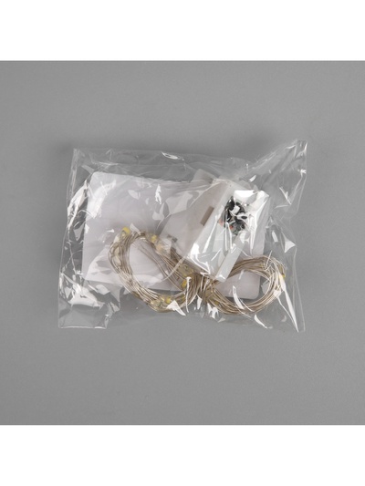 Гирлянда «Нить» 2 м роса, IP20, серебристая нить, 20 LED, 3 режима, батарейки AG13×3 (в комплекте), свечение тёплое белое