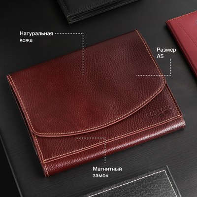 Папка для автодокументов Cartage, натуральная кожа, коричневая, 22×18×4.5 см