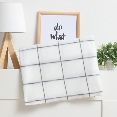 Плед флисовый «Экономь и Я. Клетка», 150×180 см, флис 160 г/м², белый