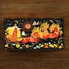 Шкатулка - купюрница «Палех: кони», 17х9х5,8 см - Фото 3