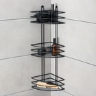 Полка для ванной угловая 3-ярусная, 20×20×66 см, чёрная - Фото 1