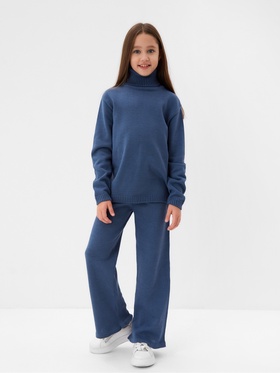 Костюм вязаный детский (Свитер и брюки) MINAKU, синий, рост 128 см