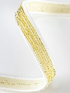 Лента бархатная, с золотым люрексом, 6 мм, 18±1 м, белая №01 - Фото 3