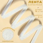 Лента бархатная, с серебряным люрексом, 6 мм, 18 ± 1 м, цвет белый №01 9626551 - фото 3926565