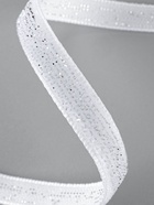 Лента бархатная, с серебряным люрексом, 6 мм, 18±1 м, белая №01 - Фото 3