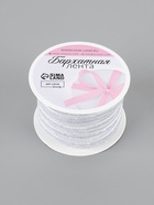 Лента бархатная, с серебряным люрексом, 6 мм, 18±1 м, белая №01 - Фото 4