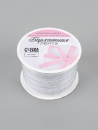 Лента бархатная, с серебряным люрексом, 6 мм, 18±1 м, белая №01 - Фото 5