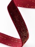 Лента бархатная, с золотым люрексом, 10 мм, 18±1 м, бордовая №46 - Фото 3