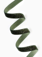 Лента бархатная, с золотым люрексом, 10 мм, 18±1 м, зелёная №165 - Фото 2